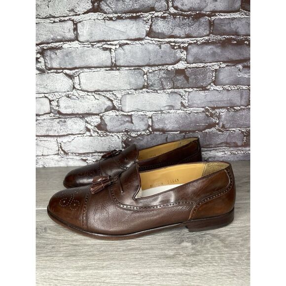 Mezlan Havana Brown Leather WingTip Cap Toe Loafers Dress Shoes Men 11W US/44EU